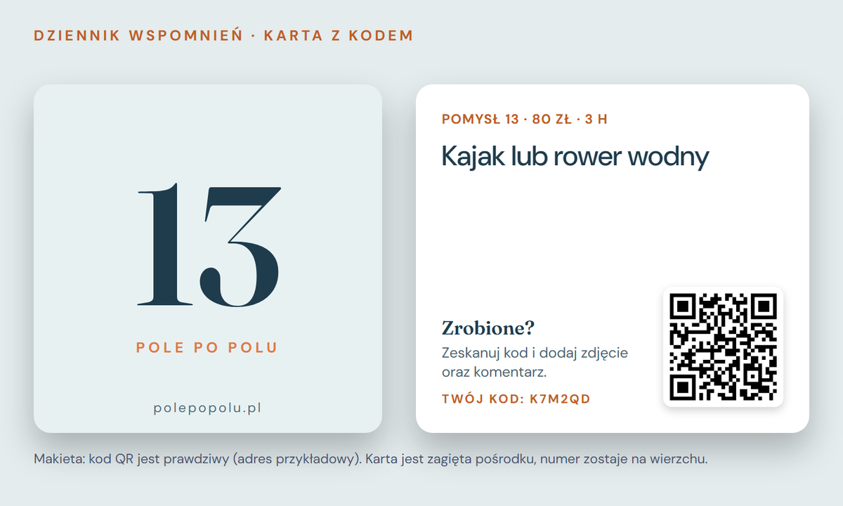 Losowanka z QR: karta z kodem QR i kodem zestawu