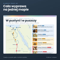 W pustyni i w puszczy: plansza trasy z mapą i 11 etapami