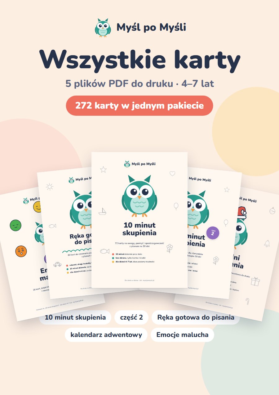 Pakiet: wszystkie karty Myśl po Myśli, 5 plików PDF